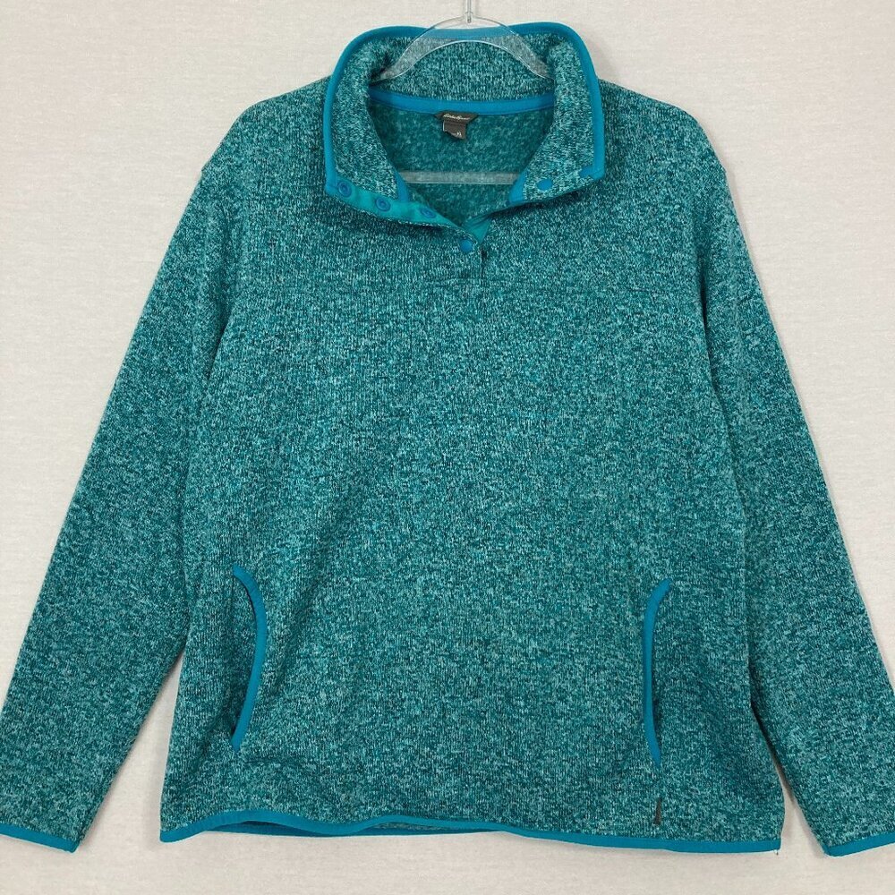 Eddie‎ Bauer Women's Teal Blue Soft Knit Long Sleeve Pullover Sweatshirt XL